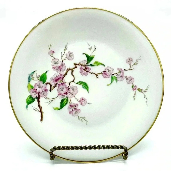 BLOSSOMTIME Pink Flower Branch White Salad Plate by Heinrich Bavaria Selb H&C - Picture 1 of 4
